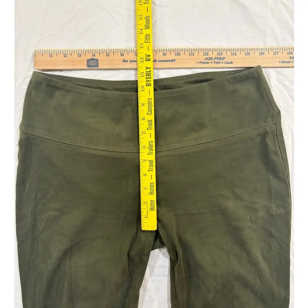 Slim-sations by Multiples Green Faux Suede Pants Cropped Leggings Size Large